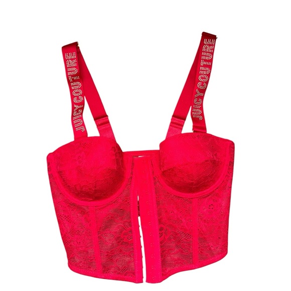 Juicy Couture Other - Y2K Juicy‎ Couture Red Lace bustier/Bralet studded gold accent sz 34B